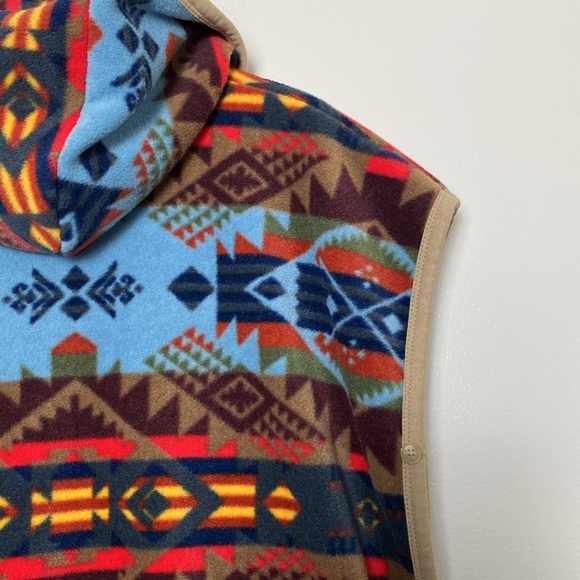 Lindo Fleece Aztec Print Vest Pullover Hooded Western Boho Design Size 11 - Picture 8 of 12
